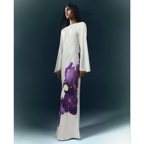 MANGO Ecru Floral Maxi Dress NWT | Purple Flower Print | Blogger Favorite - Picture 11 of 16